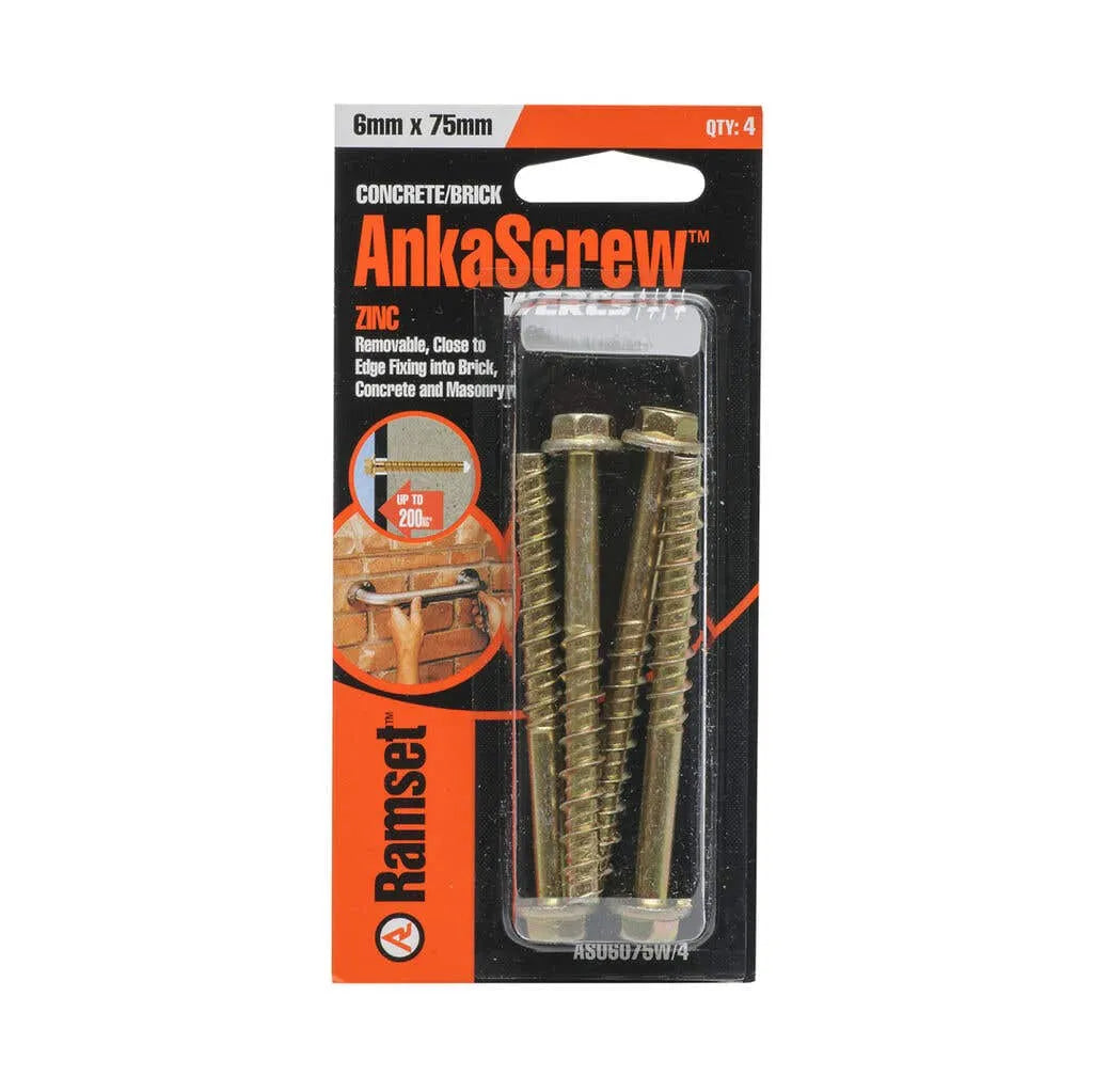 Ramset WERCS AnkaScrew Zinc 6 x 75mm - 4 Pack
