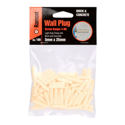 Ramset Wall Plug White 5 x 25mm (100pk)