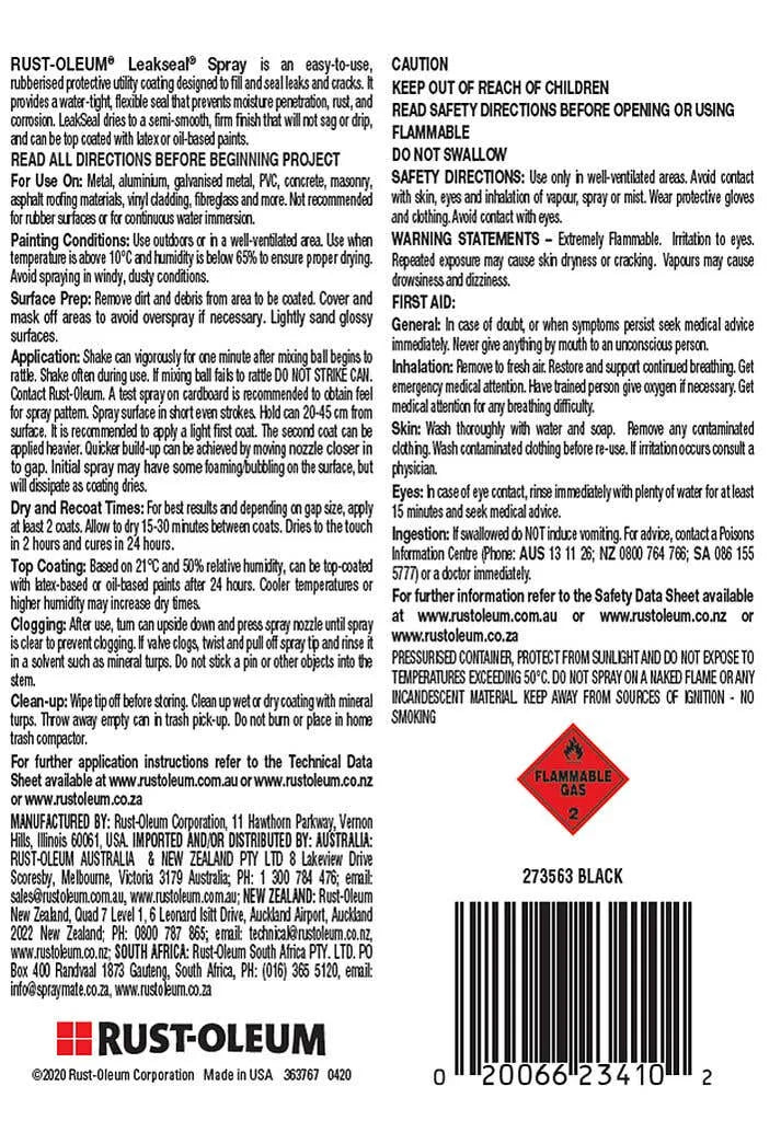 Rust-Oleum Leakseal Black 340g