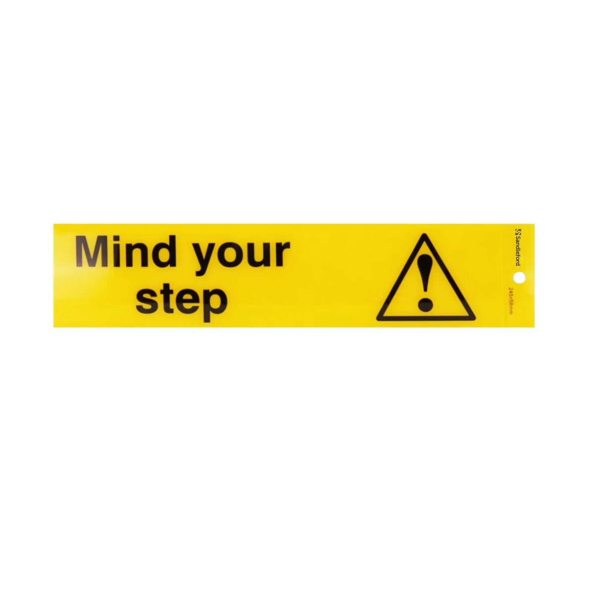 Sandleford 245 x 58mm Mind Your Step Silver Self Adhesive Sign