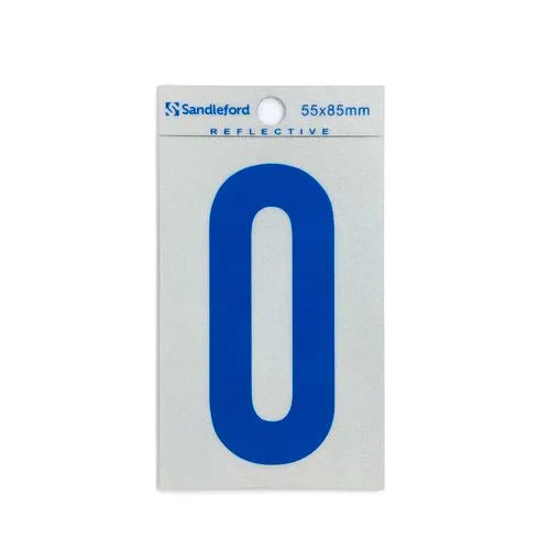 Sandleford 85mm Reflective Blue Self Adhesive House Number 0