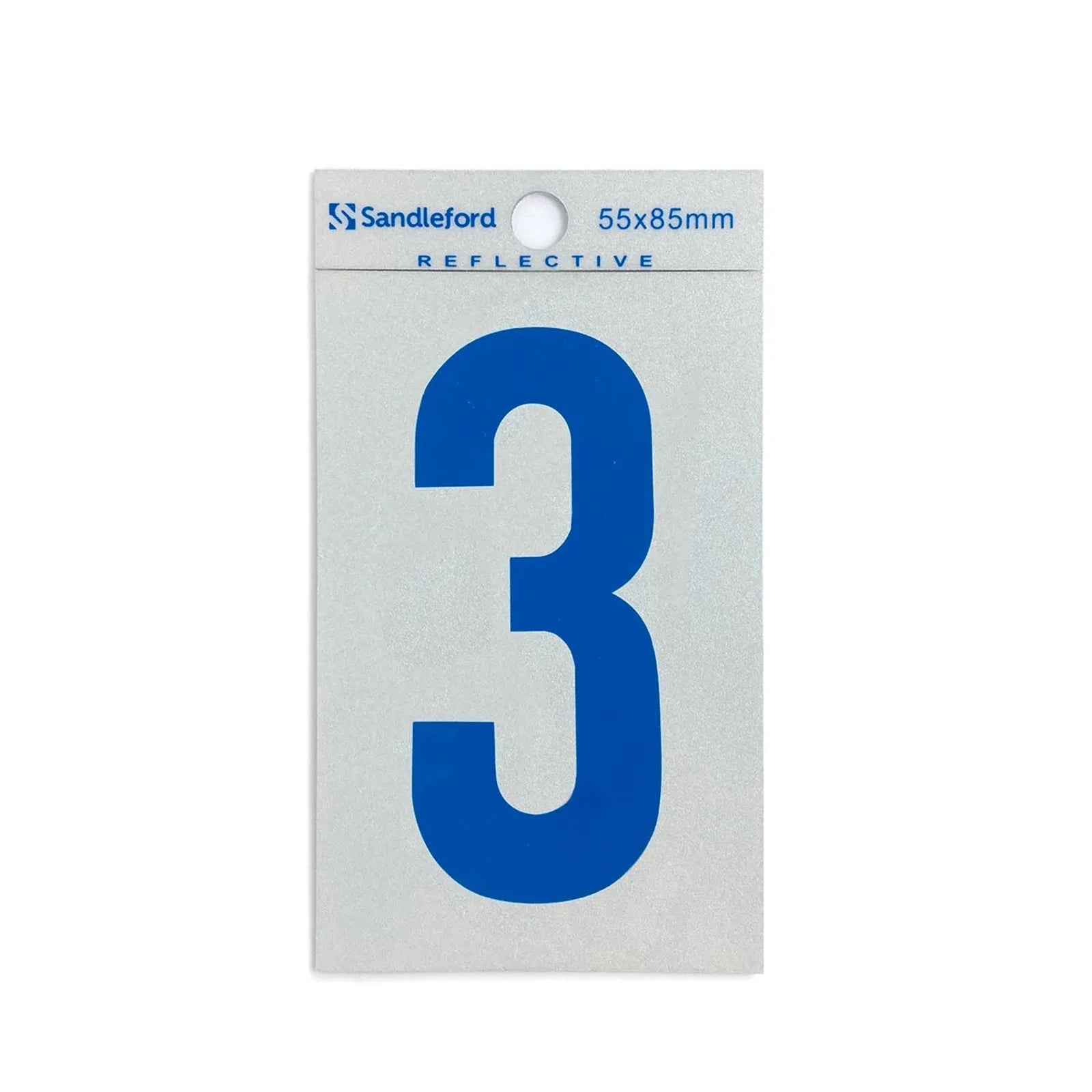 Sandleford 85mm Reflective Blue Self Adhesive House Number 3