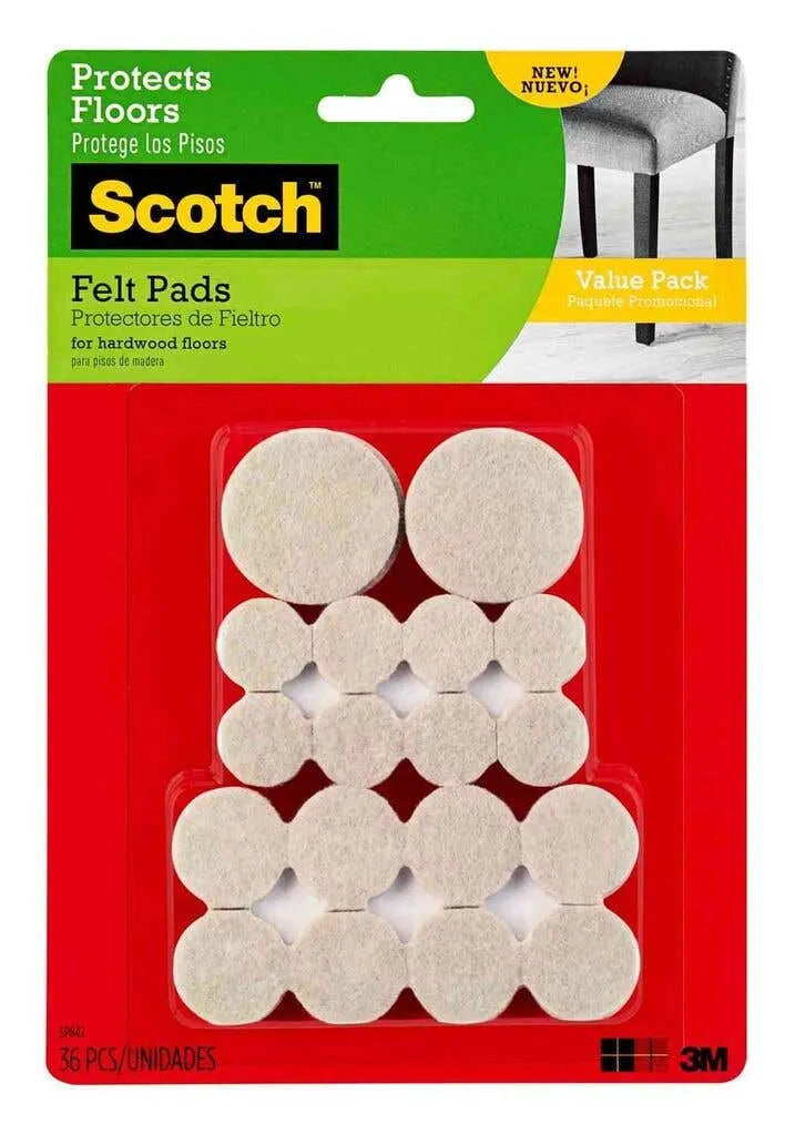 Scotch Circular Felt Pads Beige - 36 Pack