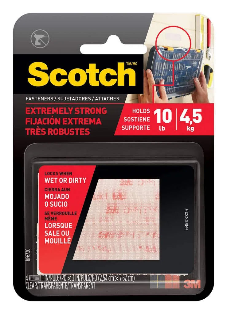 Scotch Extreme Fasteners Clear Strips 2.6 x 7.6cm - 2 Pack