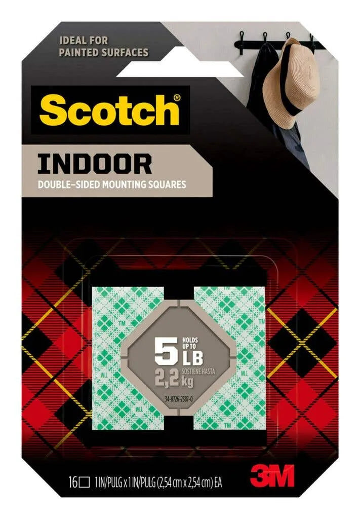 Scotch Indoor Mounting Squares 2.5 x 2.5cm - 16 Pack