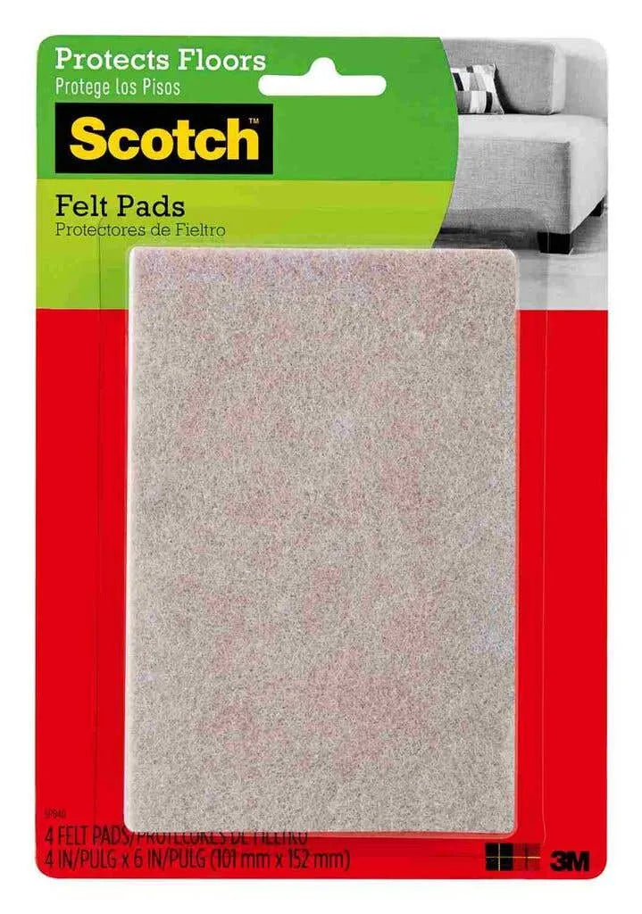 Scotch Rectangular Felt Pads Beige 100 x 150mm - 4 Pack