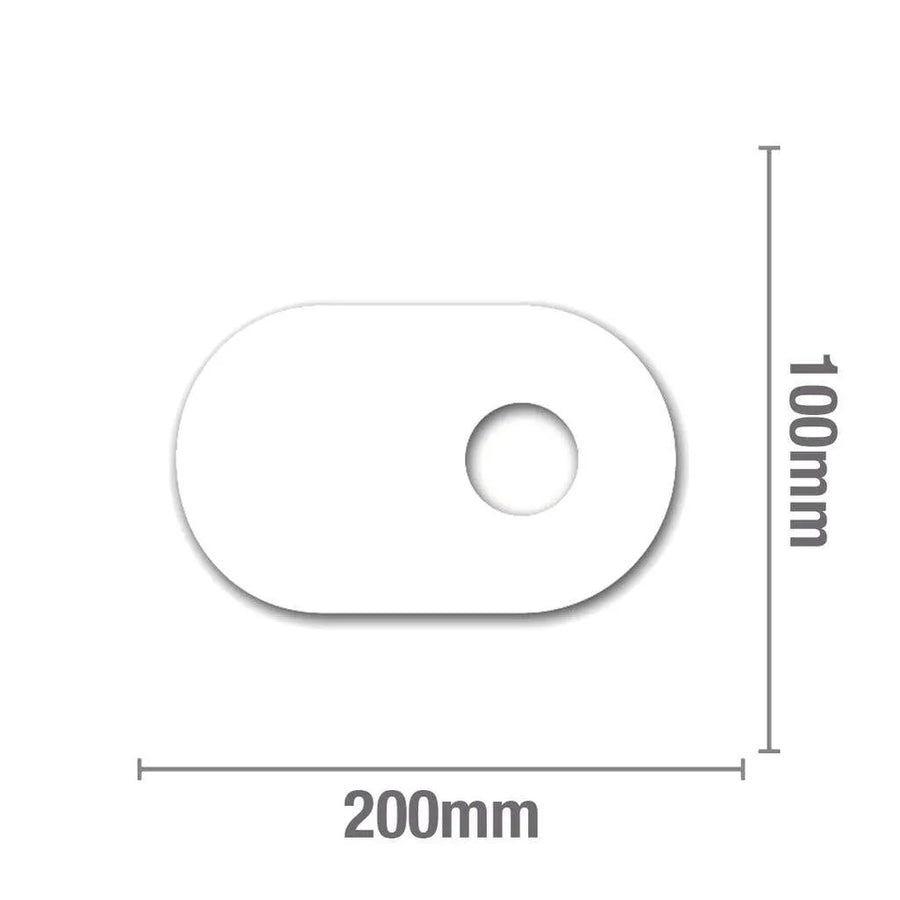 Self Adhesive Cupboard Plate Oval White 40mm - 10 Pack