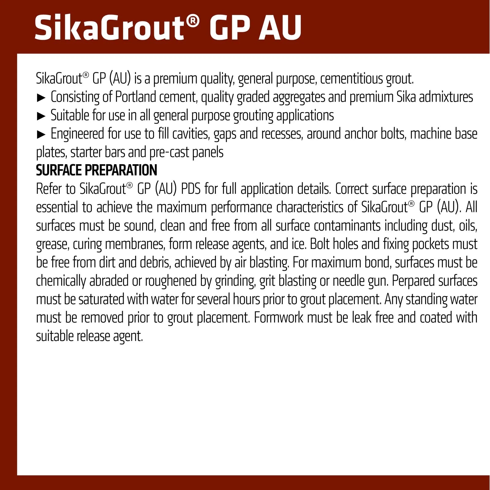 Sika General Purpose Cementitious Grout 20kg