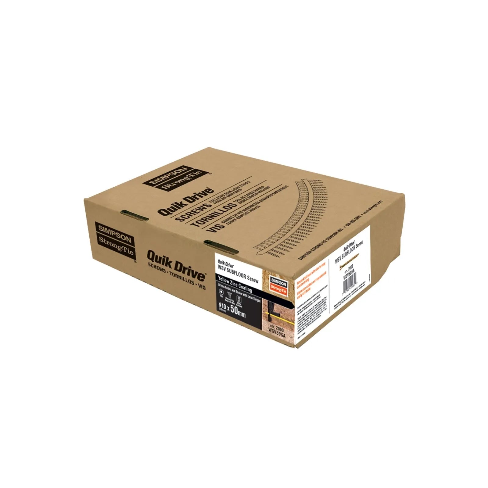 Simpson Strong-Tie 10g x 50mm Yellow Zinc Quik Drive WSV Subflooring Collated Screws - 2000 Pack