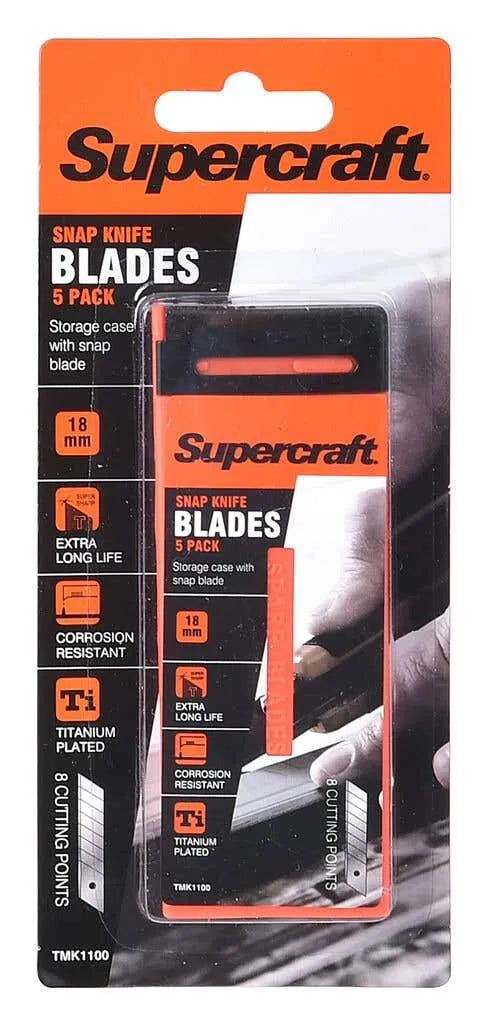 Supercraft Snap Knife Replacement Blades 18mm - 5 Pack