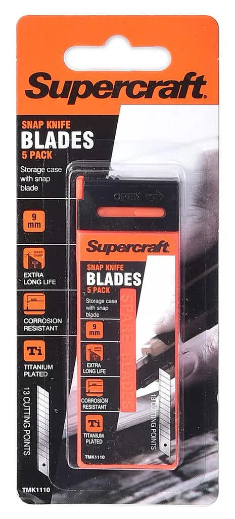 Supercraft Snap Knife Replacement Blades 9mm - 5 Pack