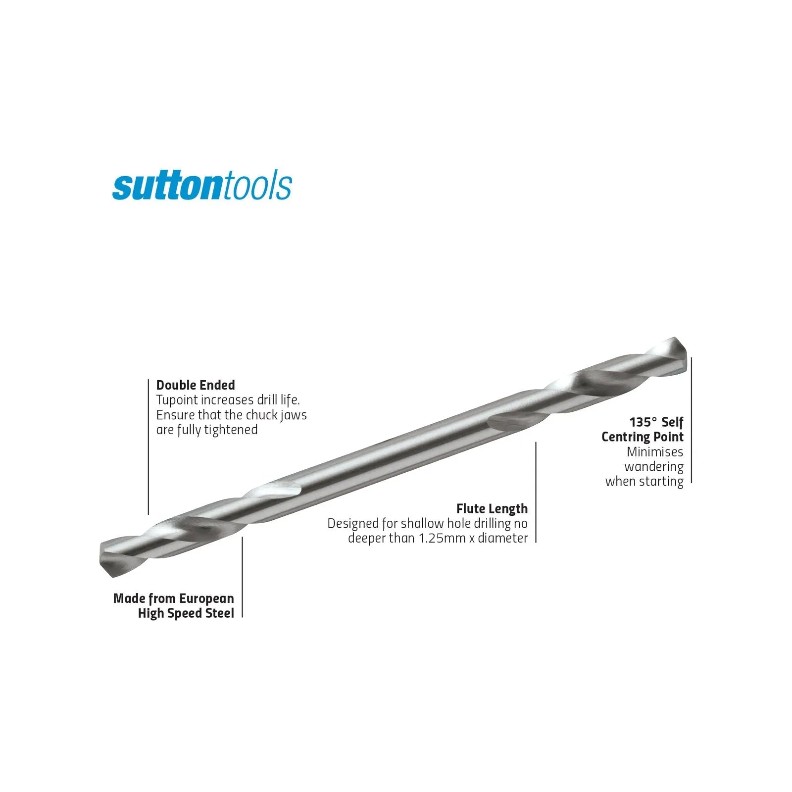 Sutton 1/8" Double Ended Panel Drill Bit - 2 Pack