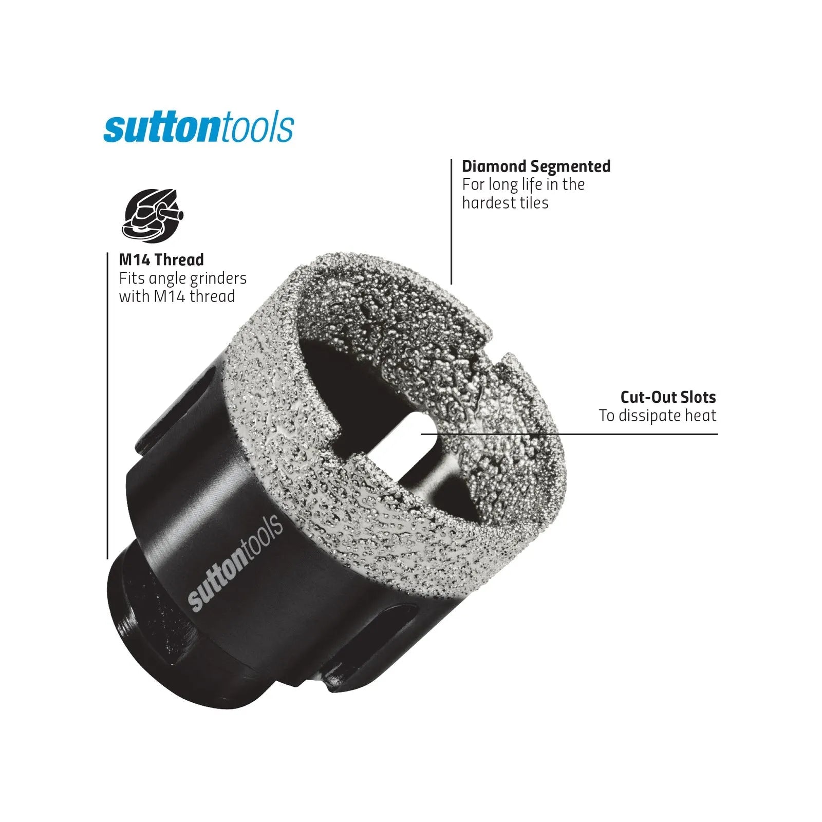 Sutton Diamond Core Bit M14 Thread 6mm