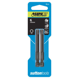 Sutton Supabit Impact Screwdriver Bit Hexagon Power 6 x 65mm - 2 Pack