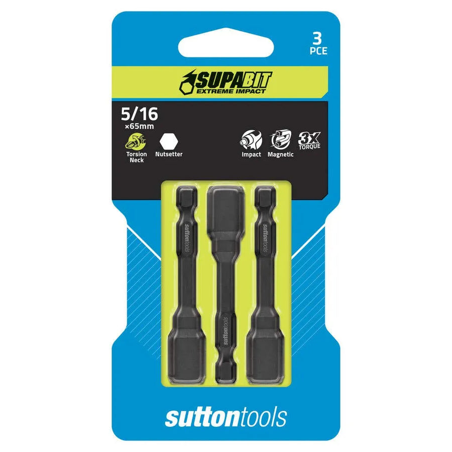 Sutton Supabit Impact Torsion Nutsetter Screwdriver Bit 7.94 x 65mm - 3 Pack