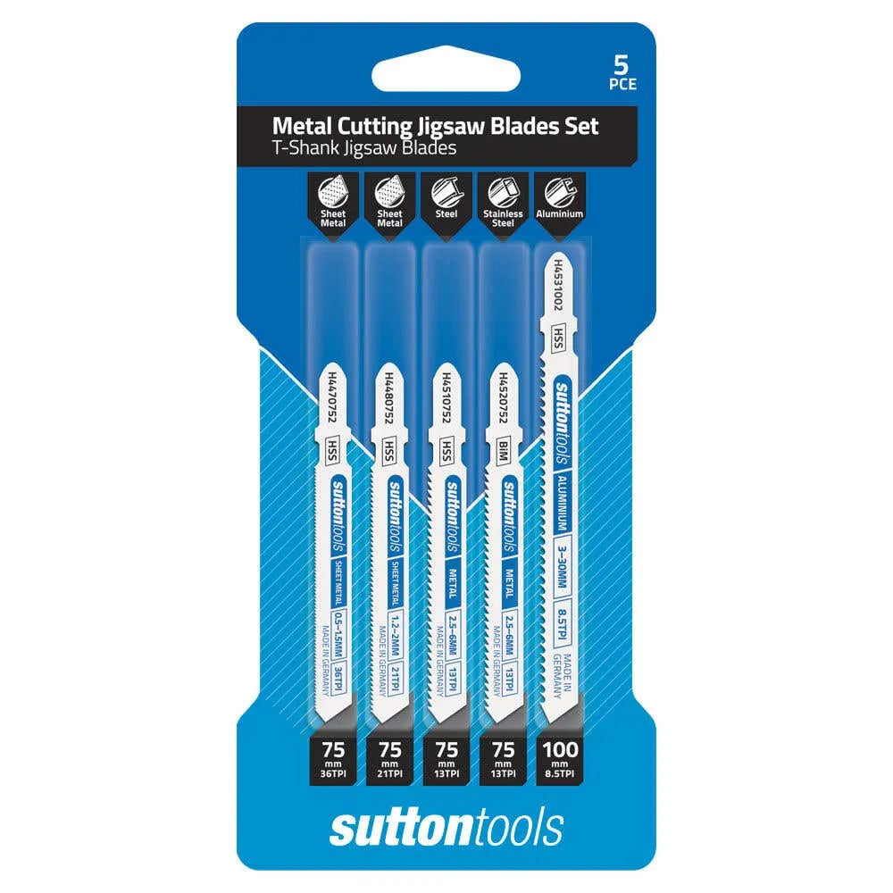 Sutton T-Shank Jigsaw Blade Set Metal Cutting - 5 Piece