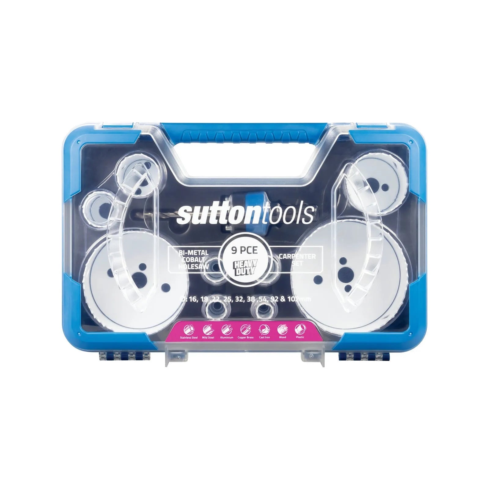 Sutton Tools Hole Saw Bi-Metal Cobalt Carpenter Set 16-102mm - 9 Piece
