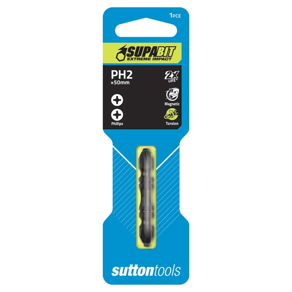 Sutton Tools Impact Double Ended Screwdriver Bits Phillips PH2 x 50mm