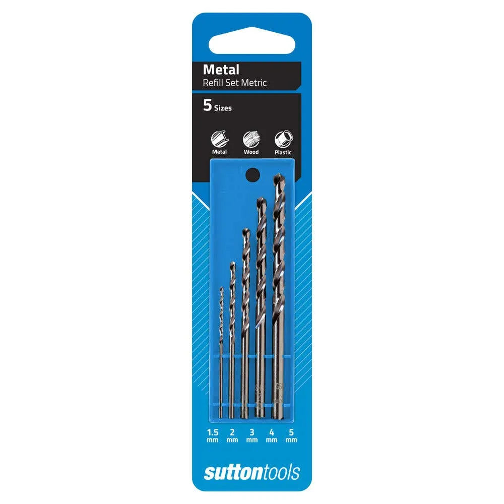 Sutton Tools Silver Bullet Jobber Drill Bit Refill Set Metric 1.5-5mm - 5 Piece
