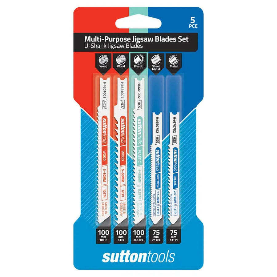Sutton U-Shank Jigsaw Blade Set Multi-Purpose - 5 Piece