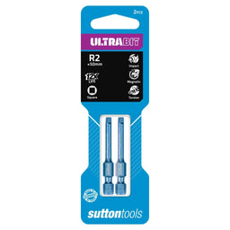 Sutton Ultrabit Screwdriver Bit Square R2 x 50mm - 2 Pack
