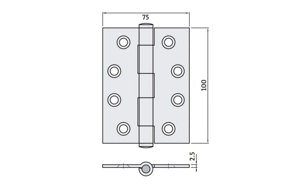 Trio Architectural Butt Hinge Black 100 x 75 x 2.5mm