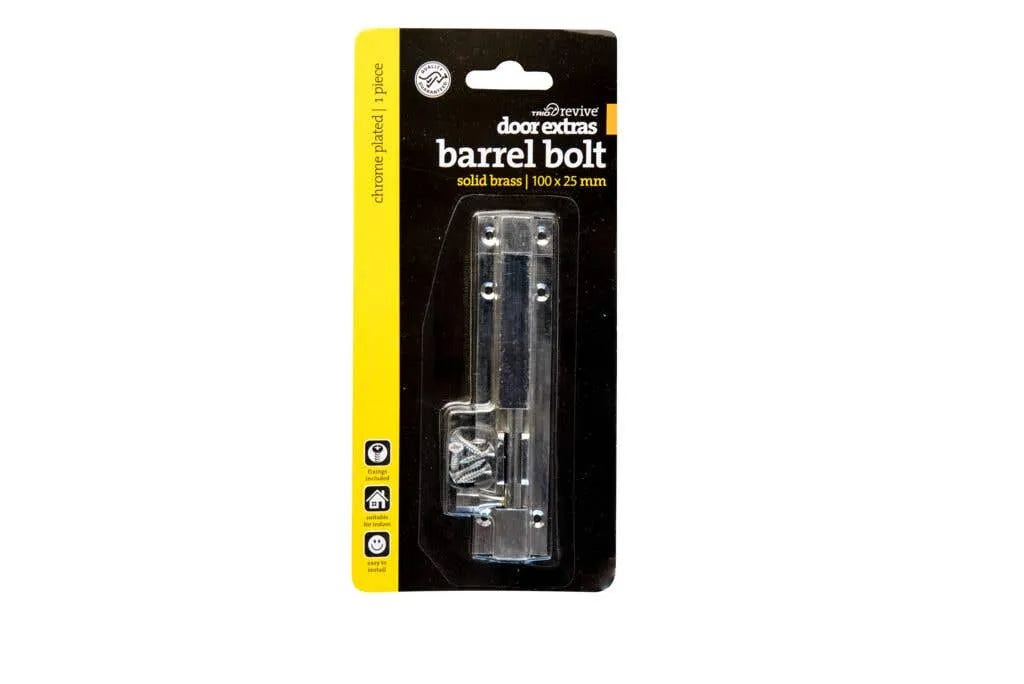 Trio Barrel Bolt Chrome Plated 25 x 100mm