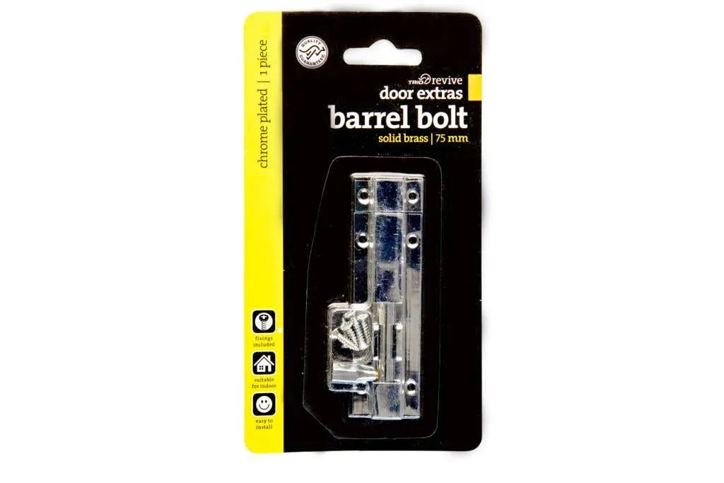 Trio Barrel Bolt Chrome Plated 25 x 75mm