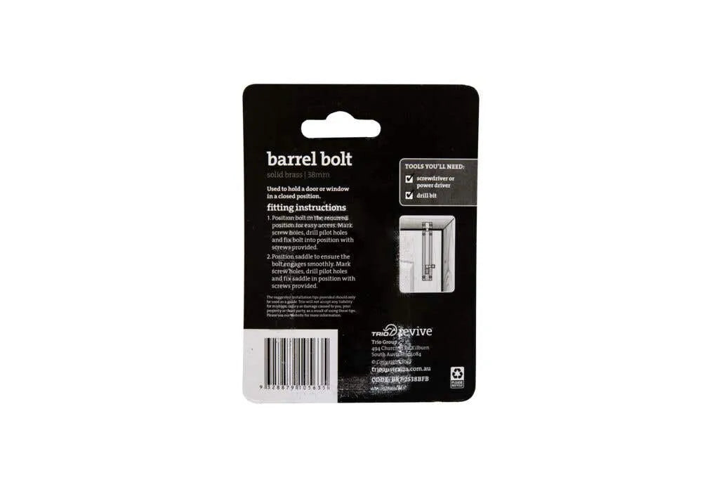 Trio Barrel Bolt Florentine Bronze 25 x 38mm