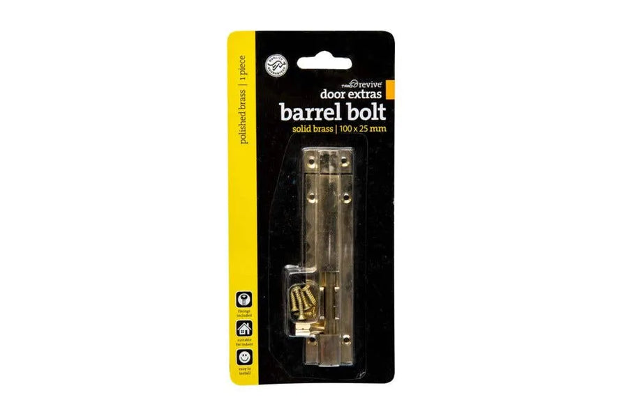 Trio Barrel Bolt Polished Brass 25 x 100mm
