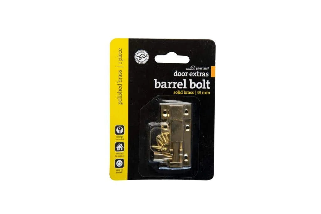 Trio Barrel Bolt Polished Brass 25 x 38mm