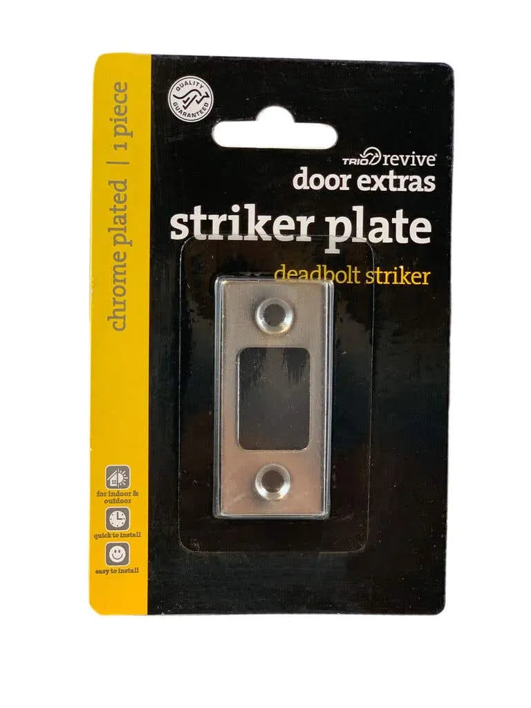 Trio Deadbolt Striker Plate Chrome Plated 57 x 25mm