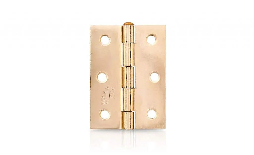 Trio Door Butt Hinge Fixed Pin Brass Plated 70 x 50 x 1.6mm