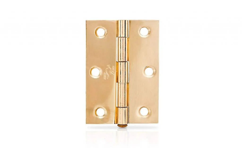 Trio Door Butt Hinge Fixed Pin Brass Plated 85 x 60 x 1.6mm