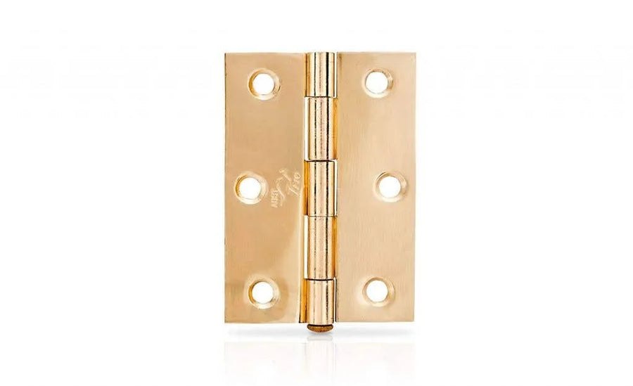 Trio Door Butt Hinge Fixed Pin Brass Plated 85 x 60 x 1.6mm