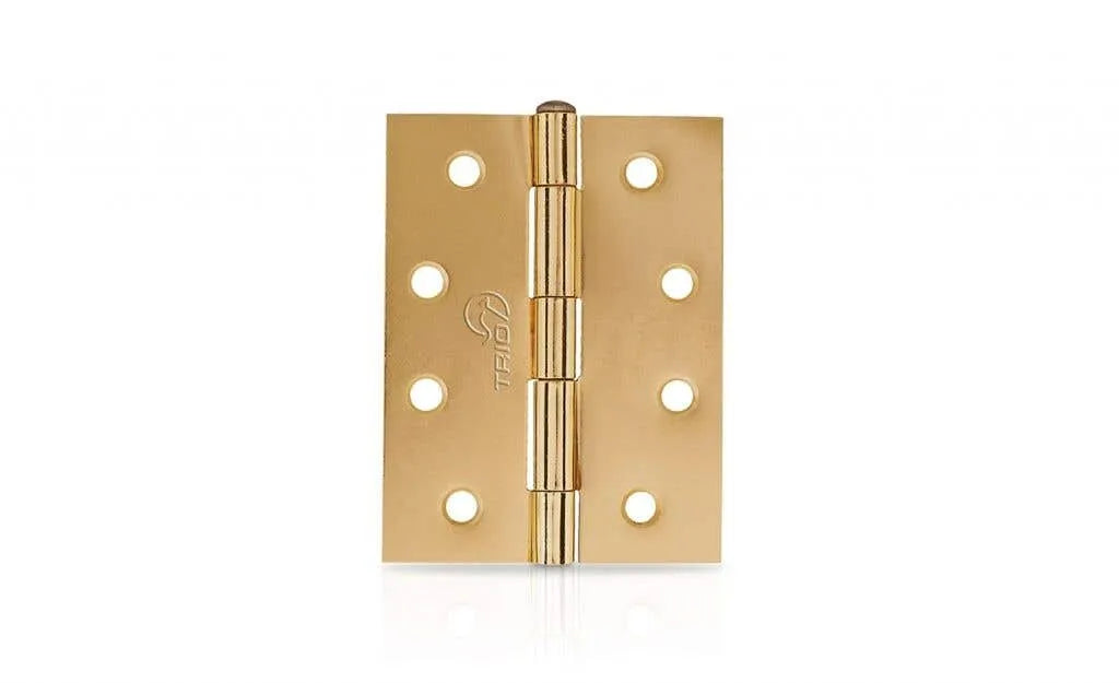 Trio Door Butt Hinge Loose Pin Brass Plated 100 x 75 x 1.6mm