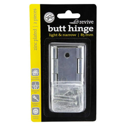 Trio Door Butt Hinge Zinc Plated 85 x 60 x 1.6mm - 2 Pack