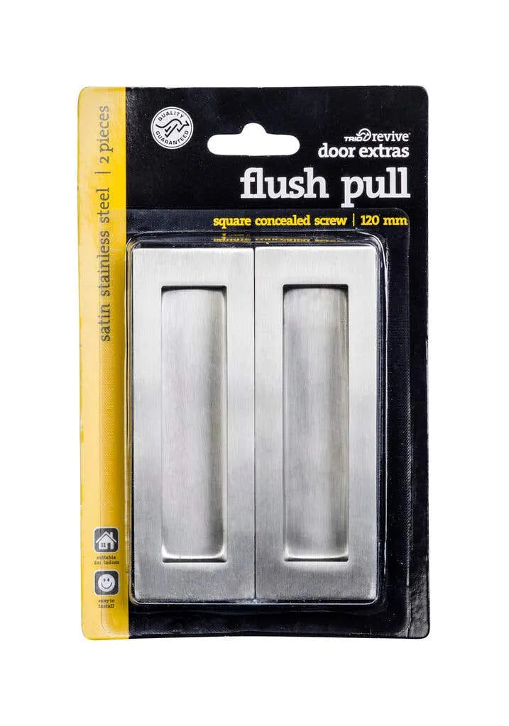 Trio Flush Pull Rectangular Satin Stainless Steel 120 x 40mm