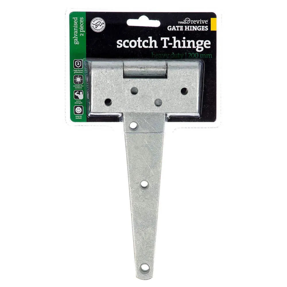 Trio Heavy Duty Scotch T-Hinge Galvanised 200mm - 2 Pack