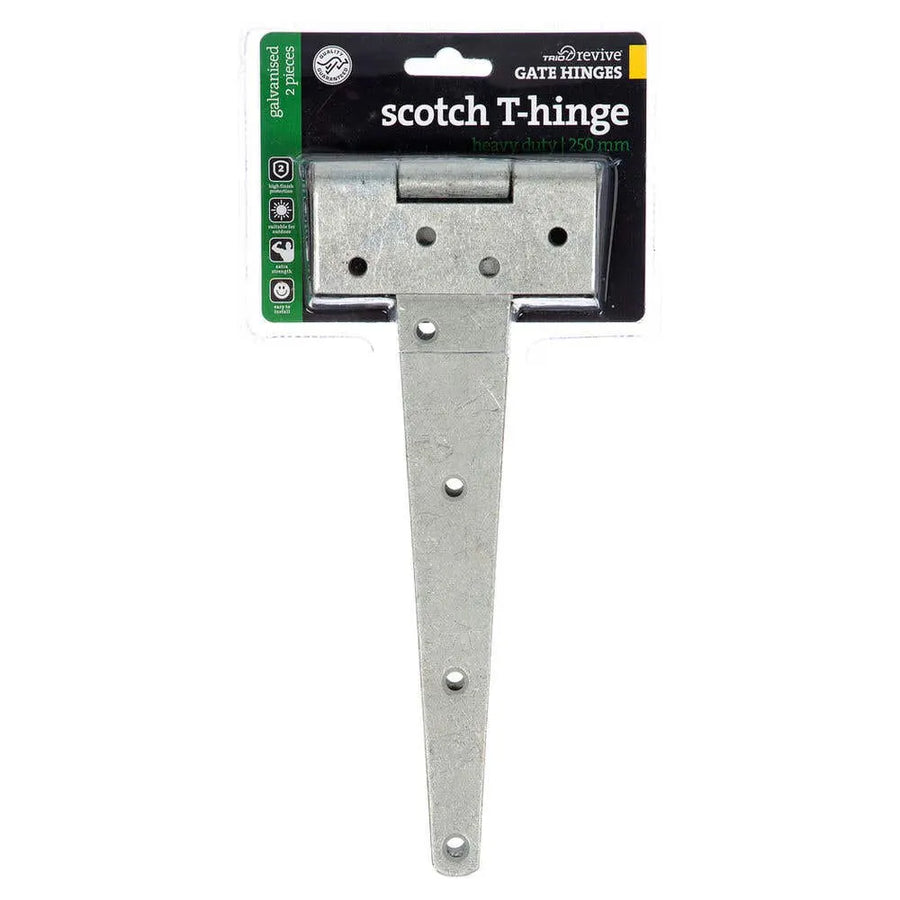 Trio Heavy Duty Scotch T-Hinge Galvanised 250mm - 2 Pack
