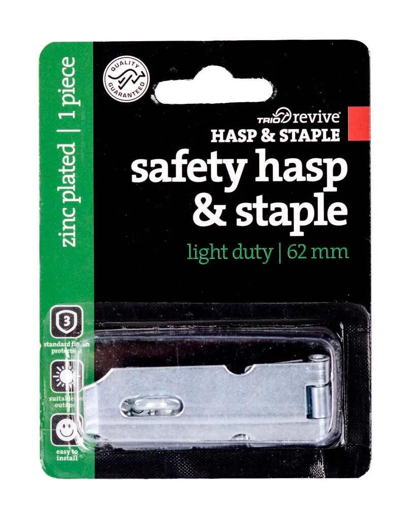 Trio Light Duty Hasp & Staple Zinc Plated 62mm