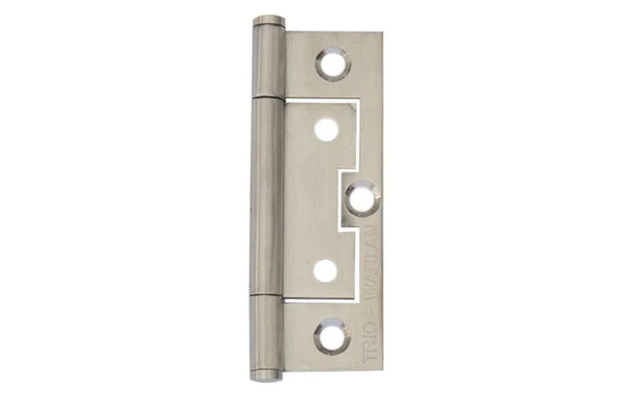 Trio Quick Fit Flat Architectural Fixed Pin Hinge Satin Stainless Steel 75 x 44 x 1.40mm