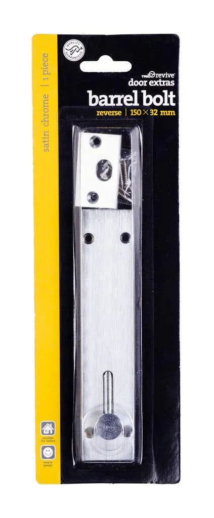 Trio Reverse Barrel Bolt Satin Chrome 150mm x 32mm