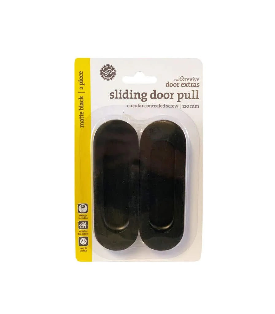 Trio Revive Circular Concealed Sliding Door Pull Black 120 x 40mm - 2 Pack