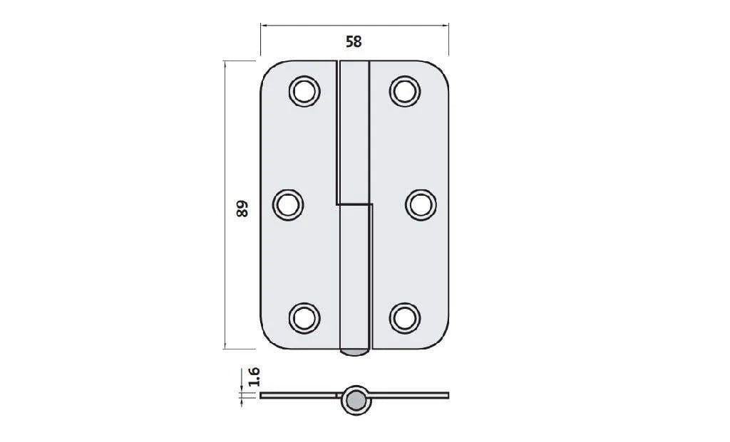 Trio Rising Butt Hinge Lift Off RH Black 89 x 58 x 1.6mm
