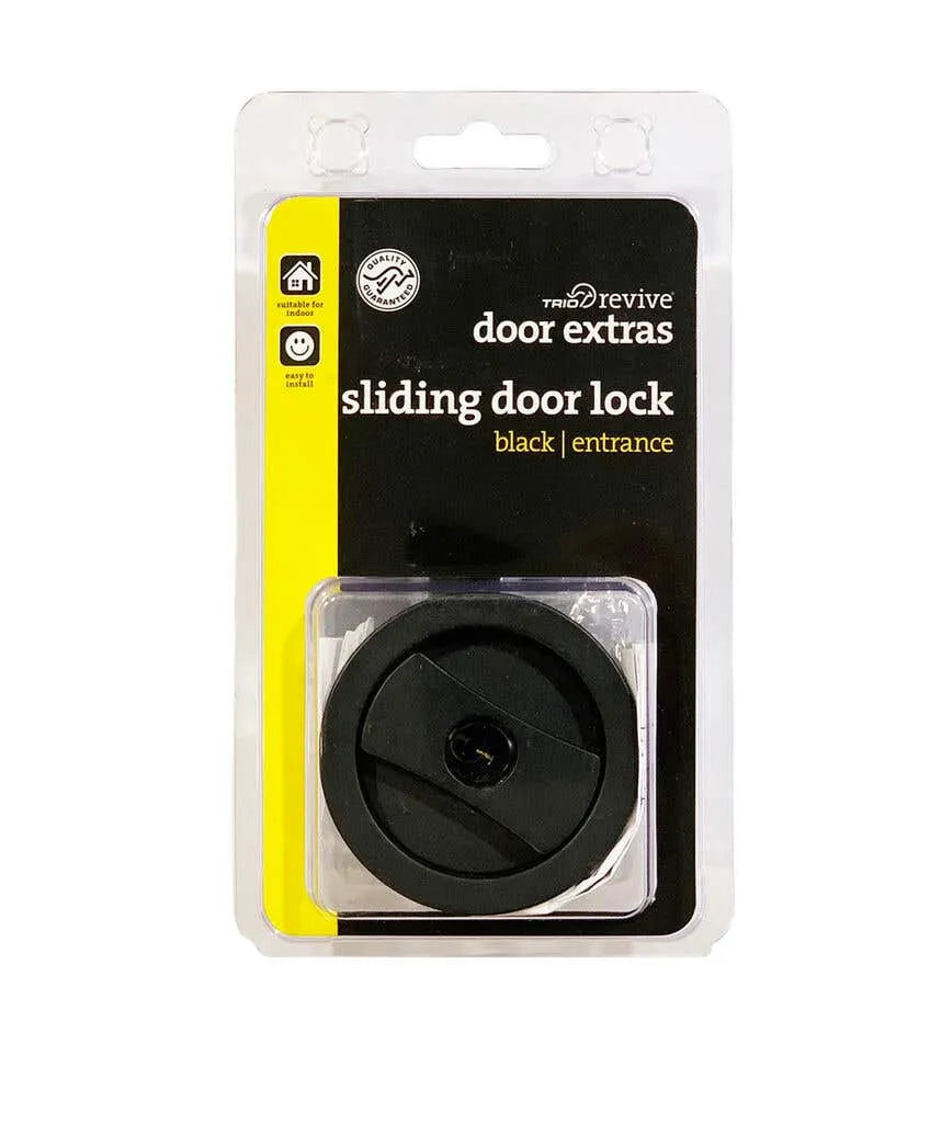 Trio Sliding Door Lock Entrance Set Black