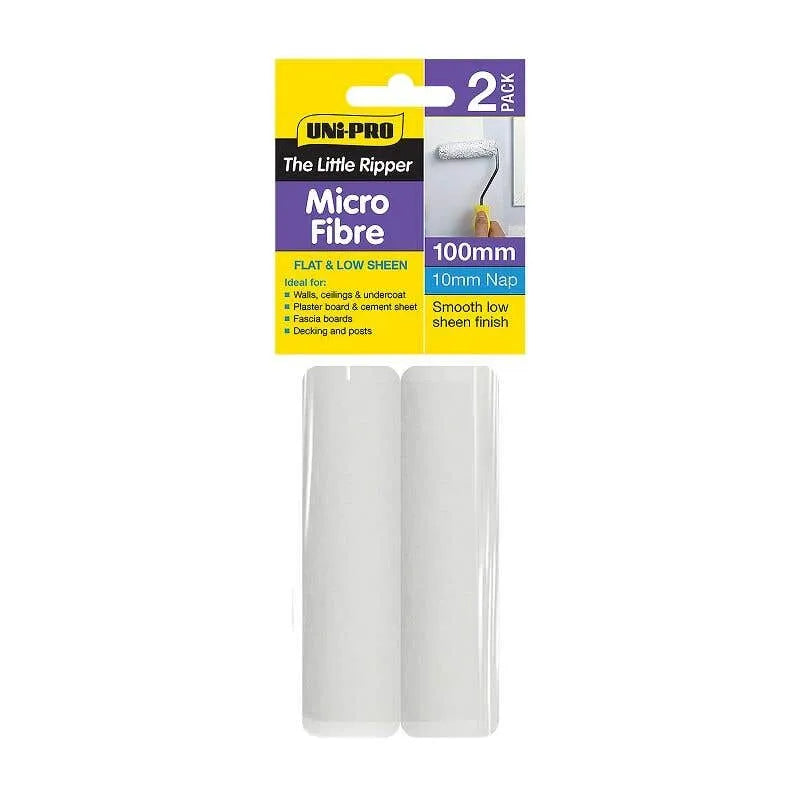 Uni-Pro Little Ripper Micro-Fibre Roller Cover 10mm Nap 100mm - 2 Pack