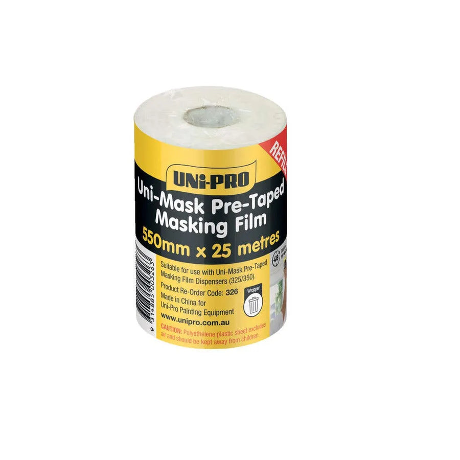 Uni-Pro Uni-Mask Pre-Taped Masking Film Refill 550mm x 25m