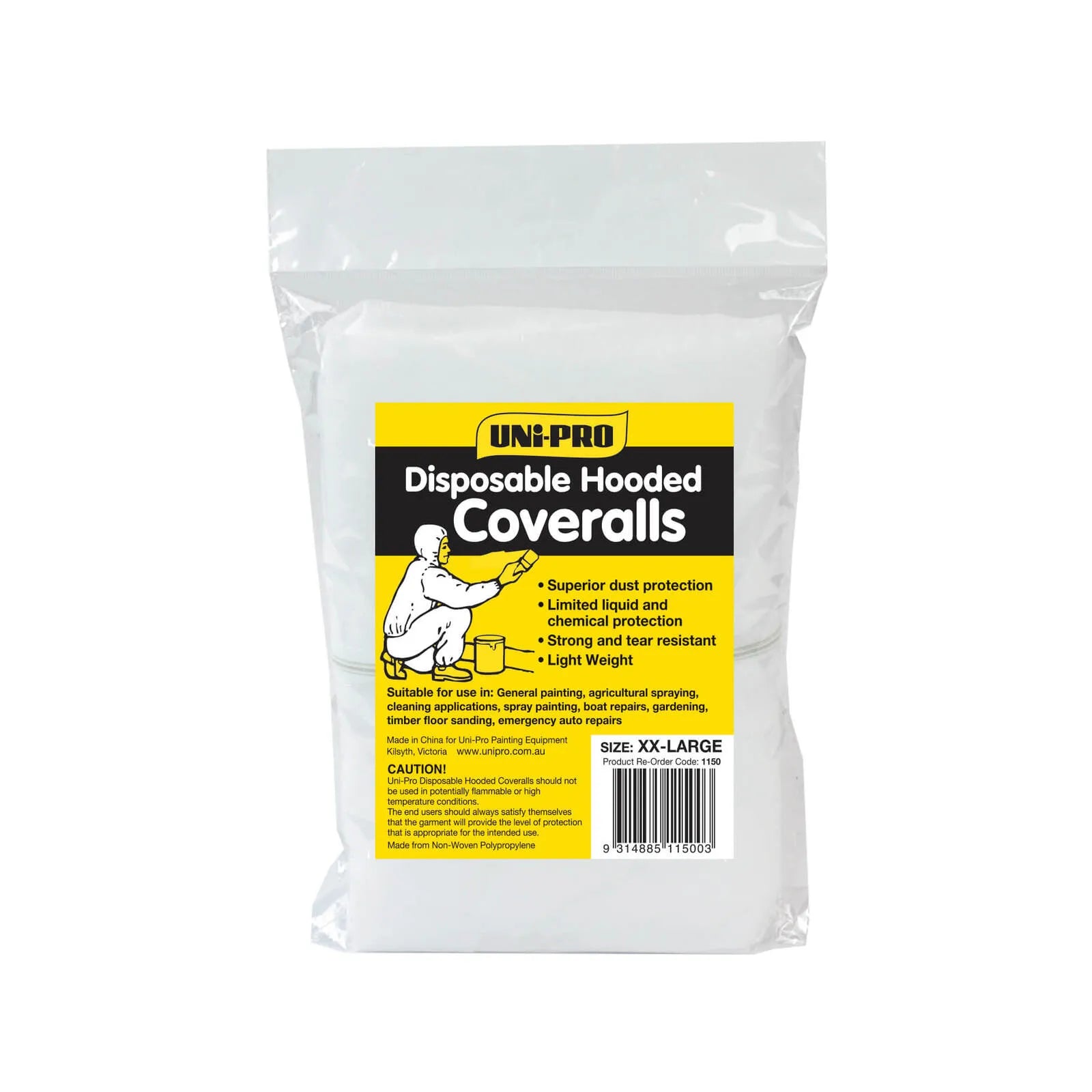 Uni-Pro x XL Hooded Disposable Coveralls