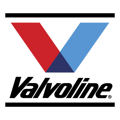 Red and blue chevron shapes on black background